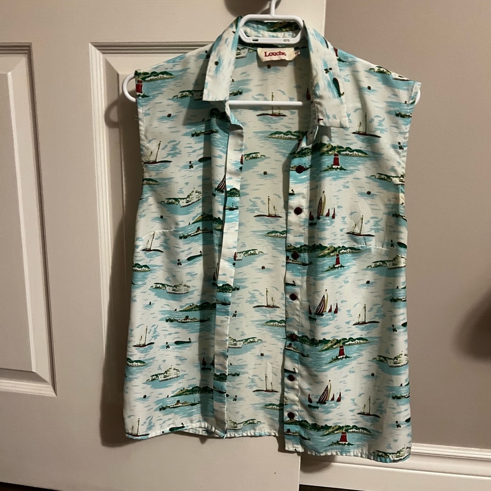 XS button down sleeveless dress shirt